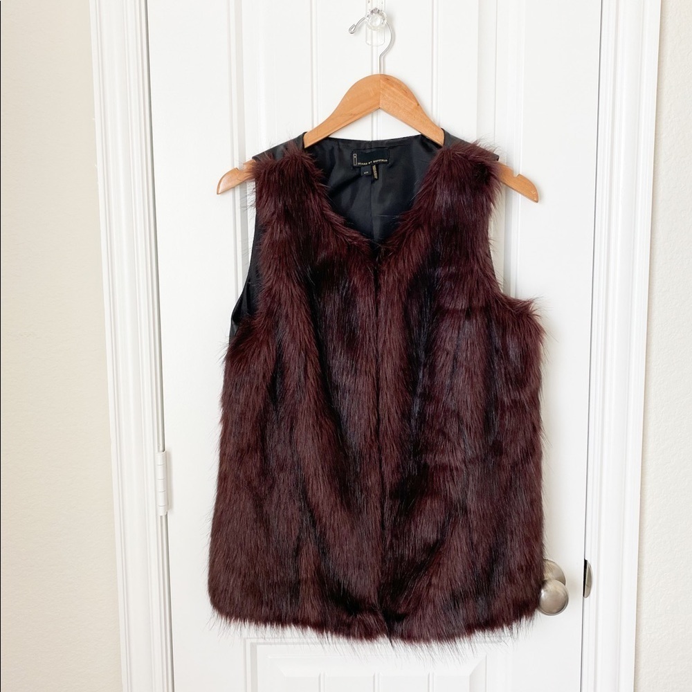 i Jeans by Buffalo Burgundy Faux Fur Vest Size Small